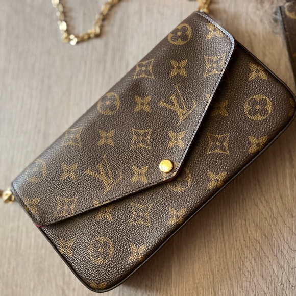 Like New Louis Vuitton FÉLICIE POCHETTE Monogram/Fuchsia - Picture 7 of 9